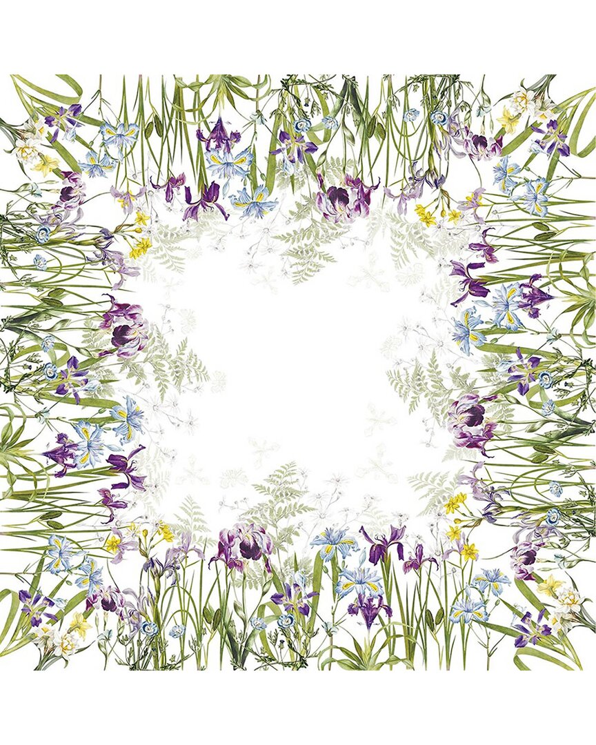 Garnier Thiebaut Iris D'hiver Blanc French Tablecloth In Multi