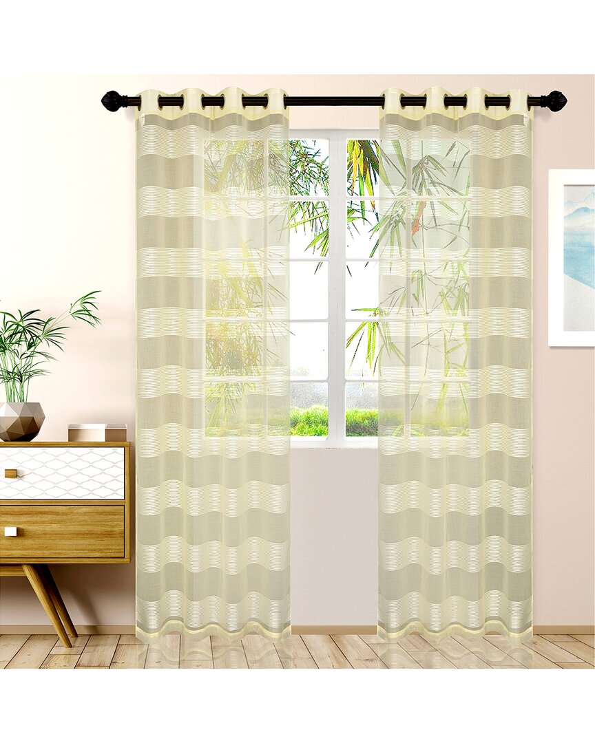 Superior Dalisto Rope Textured Sheer Curtains With Grommet Top Header In Cream