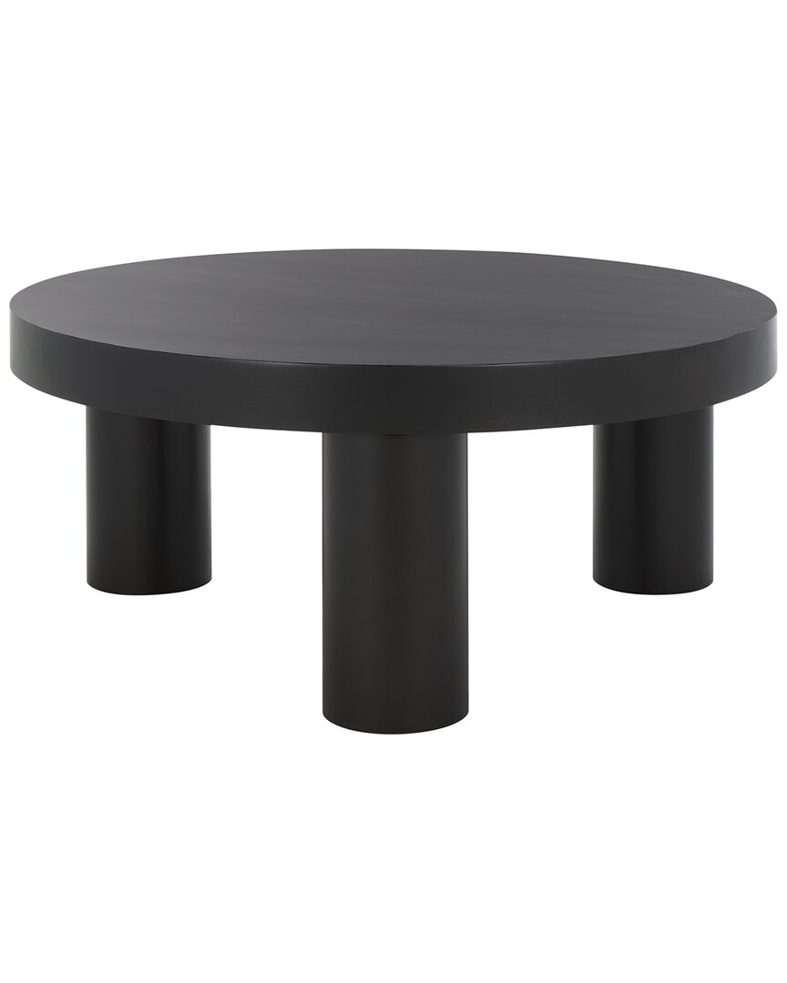 Safavieh Couture Bary Round 3 Leg Wood Coffee Table In Black