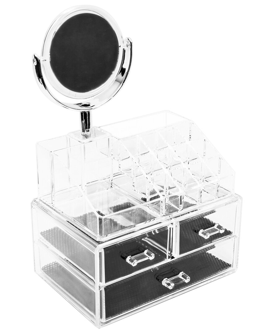 Sorbus Makeup Storage Organizer With Magnifying Mirror In White