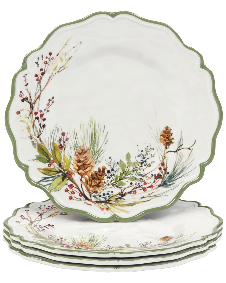 Certified International Set Of 4 Winters Forest Salad Plates