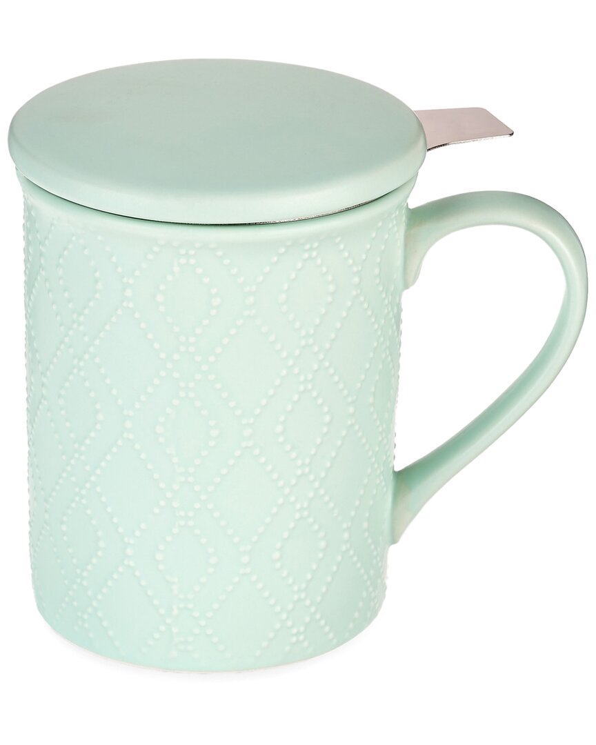 Shop Pinky Up Annette Souk Mint Ceramic Tea Mug With Infuser In Blue