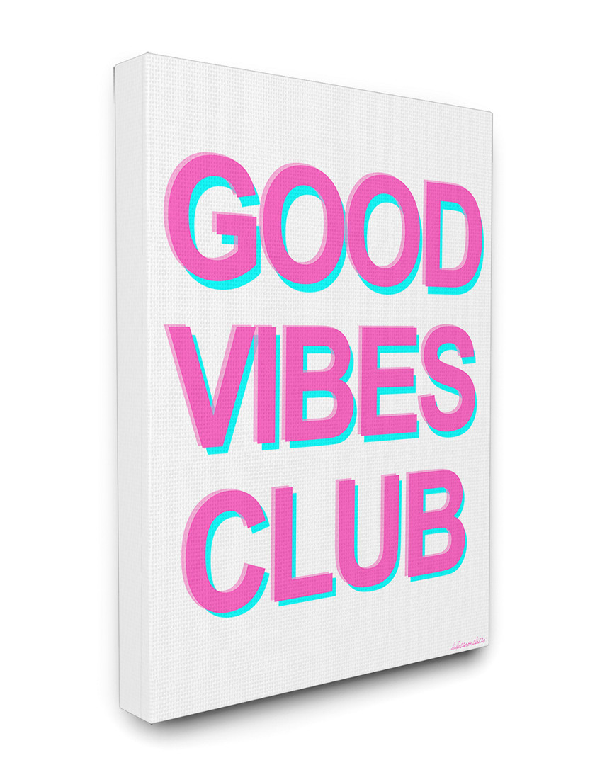 Stupell Good Vibes Neon Typography Stretched Canvas Wall Art By Lulusimonstudio