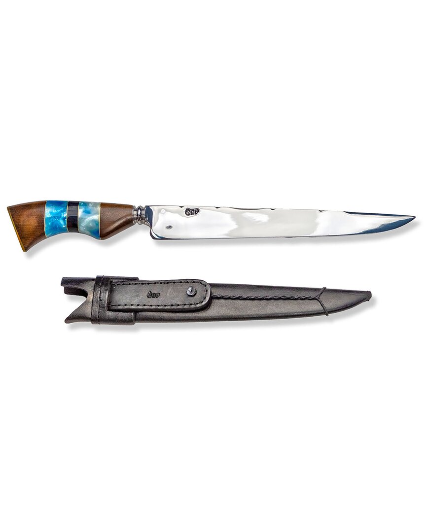 Brazilian Flame 10in Traditional Line Forged Knife With Leather Case
