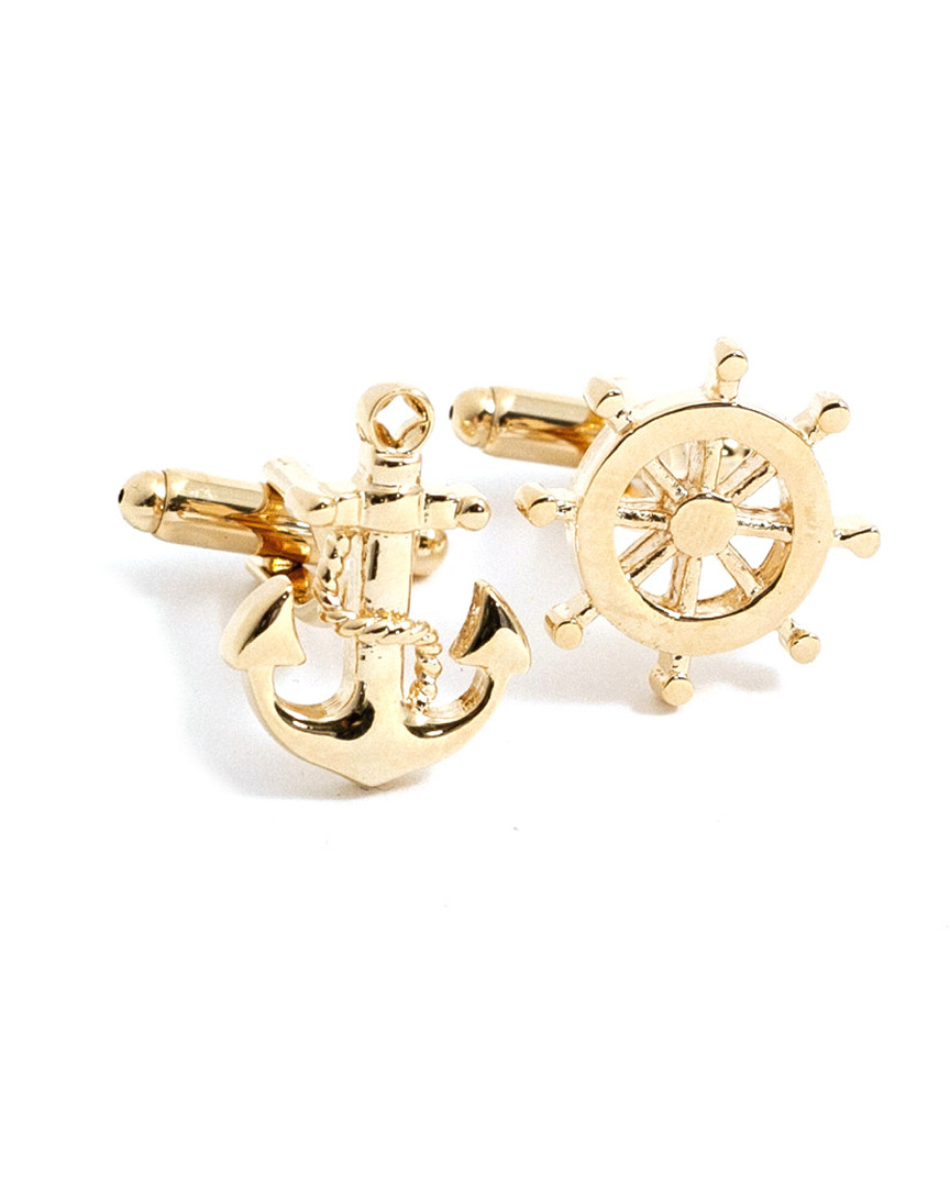 Bey-berk Ship Wheel & Anchor Cufflinks