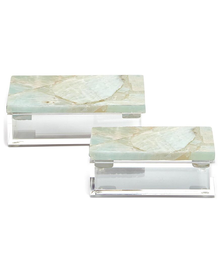 Two's Company Set Of 2 Amazonite Boxes In Multicolor