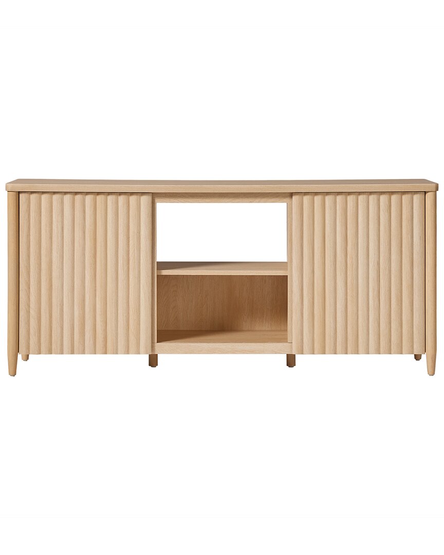 Walker Edison Scandinavian Reeded Tv Stand With Storage For Up To 70in Tv In Brown