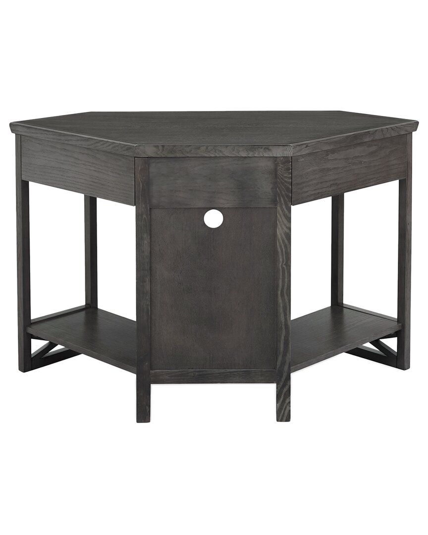 Leick Home 84430 Oak Computer/writing Corner Desk With Drawer In Gray