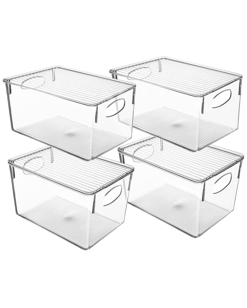Sorbus Clear 4pc Storage Bin With Lids In Nocolor