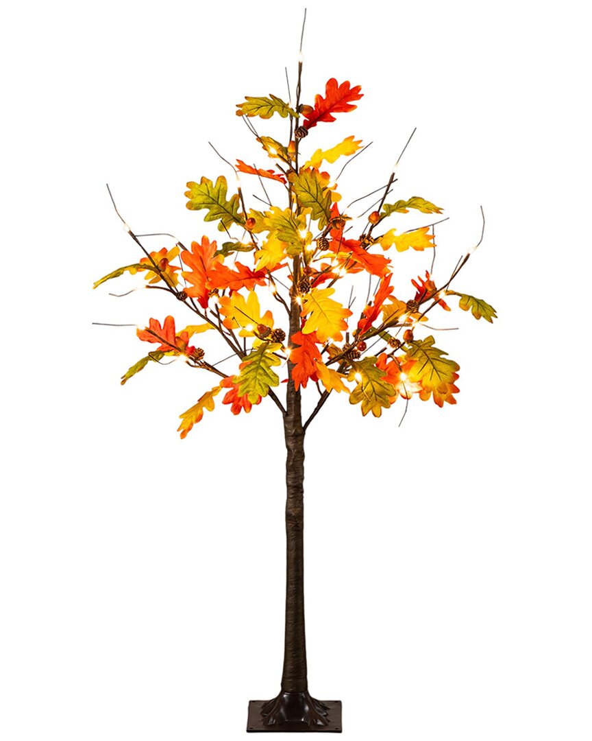Nearly Natural 4ft. Pre-lit Autumn Maple Artificial Fall Tree In Orange