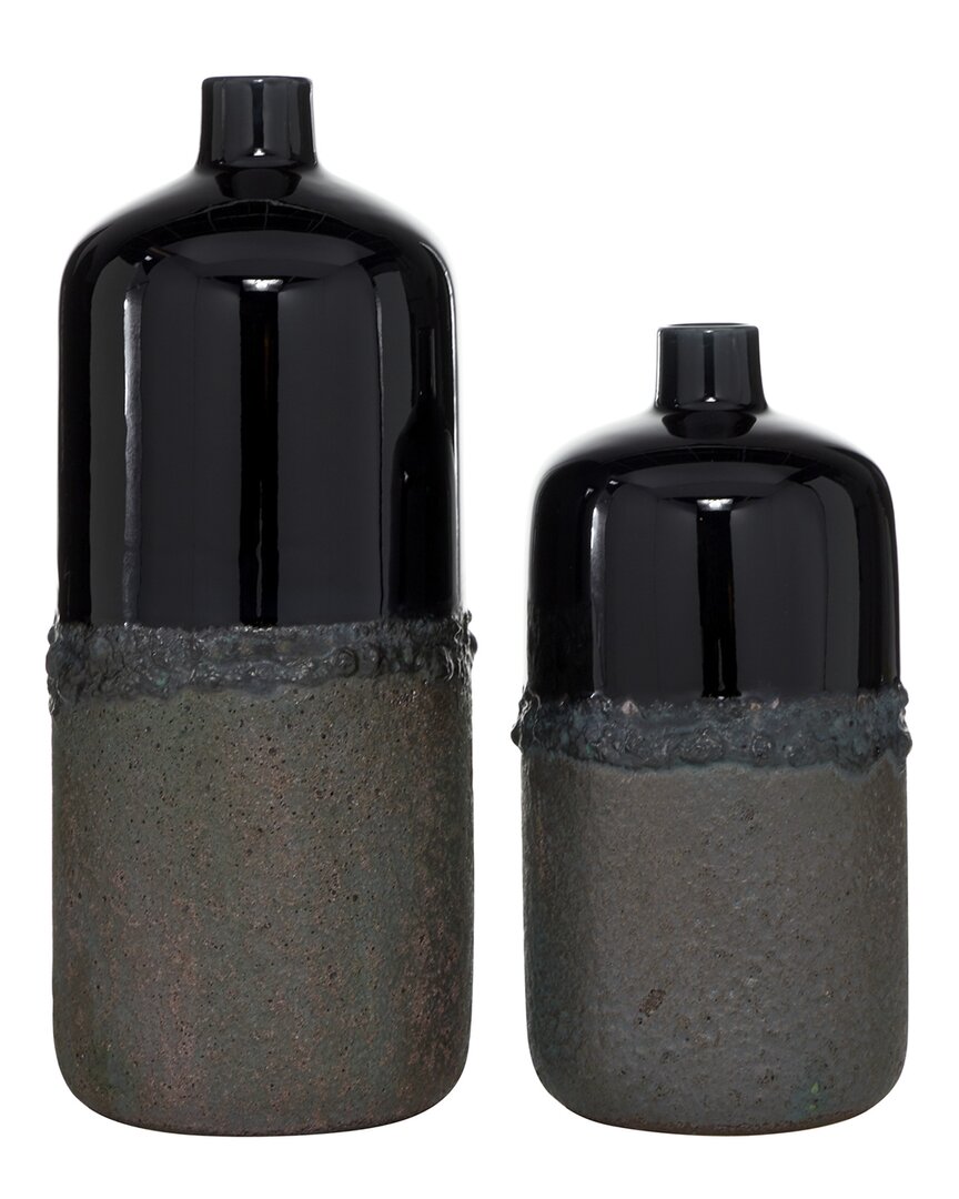 Peyton Lane Set Of 2 Black Ceramic Vase