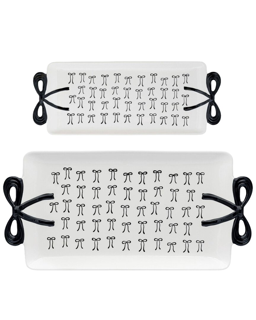 10 Strawberry Street Set Of 2 Black Bow Serving Tray In Black