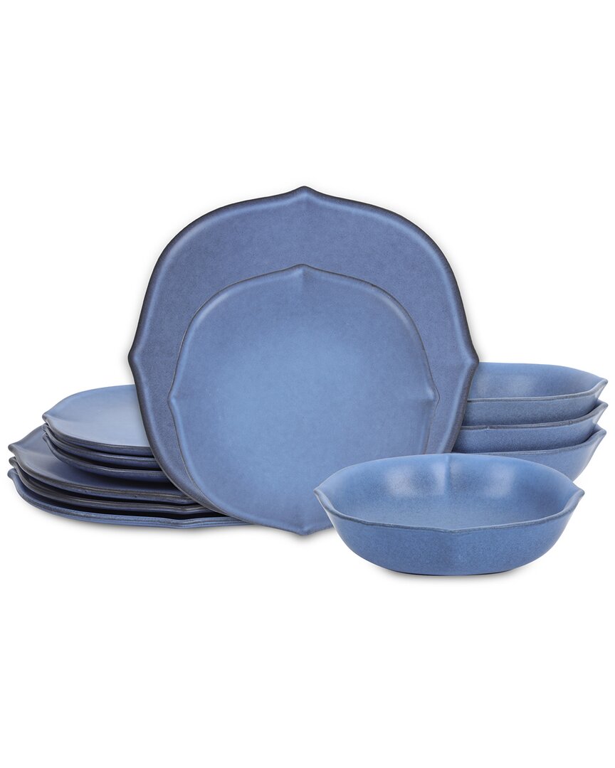 Stone Lain Baskerville 24pc Blue Dinnerware Set