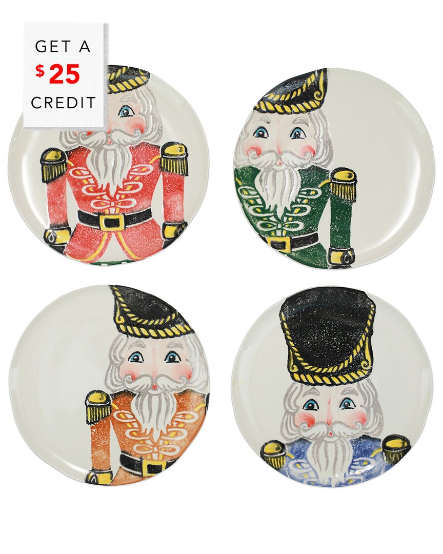 Vietri Nutcrackers Set Of 4 Assorted Dinner Plates With $25 Credit In Multicolor
