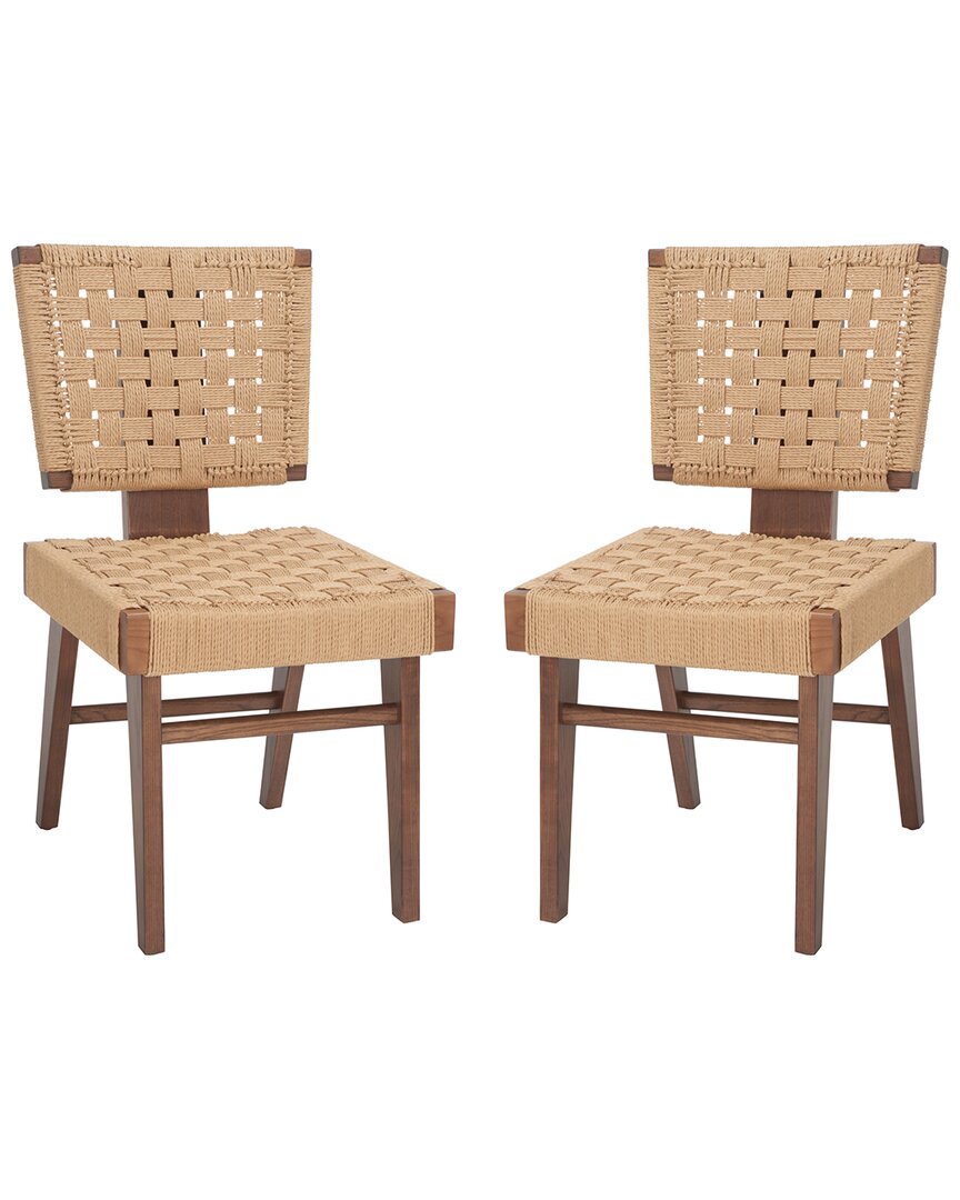 Safavieh Couture Susanne Set Of 2 Woven Dining Chairs In Brown