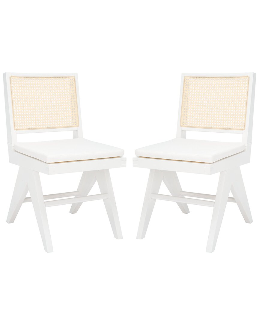 Safavieh Couture Colette Set Of 2 Rattan Dining Chairs In White