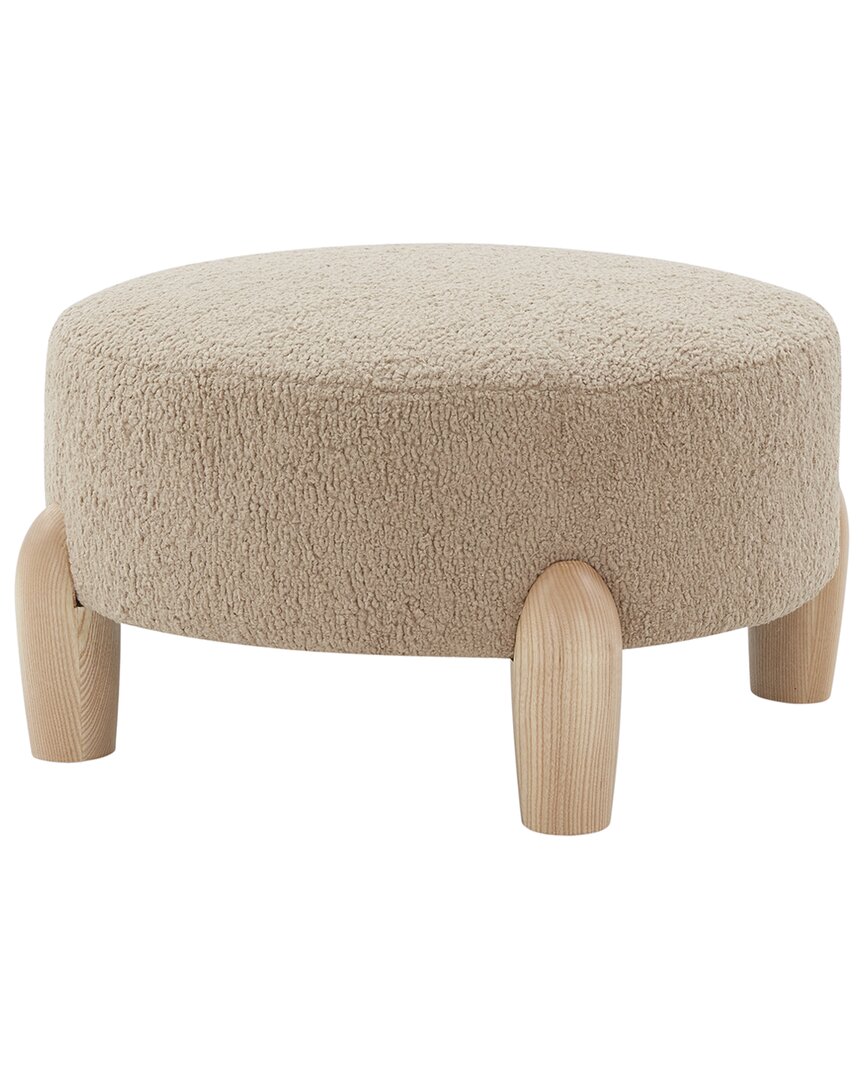 Shop Safavieh Couture Perez Scandinavian Round Ottoman In Brown