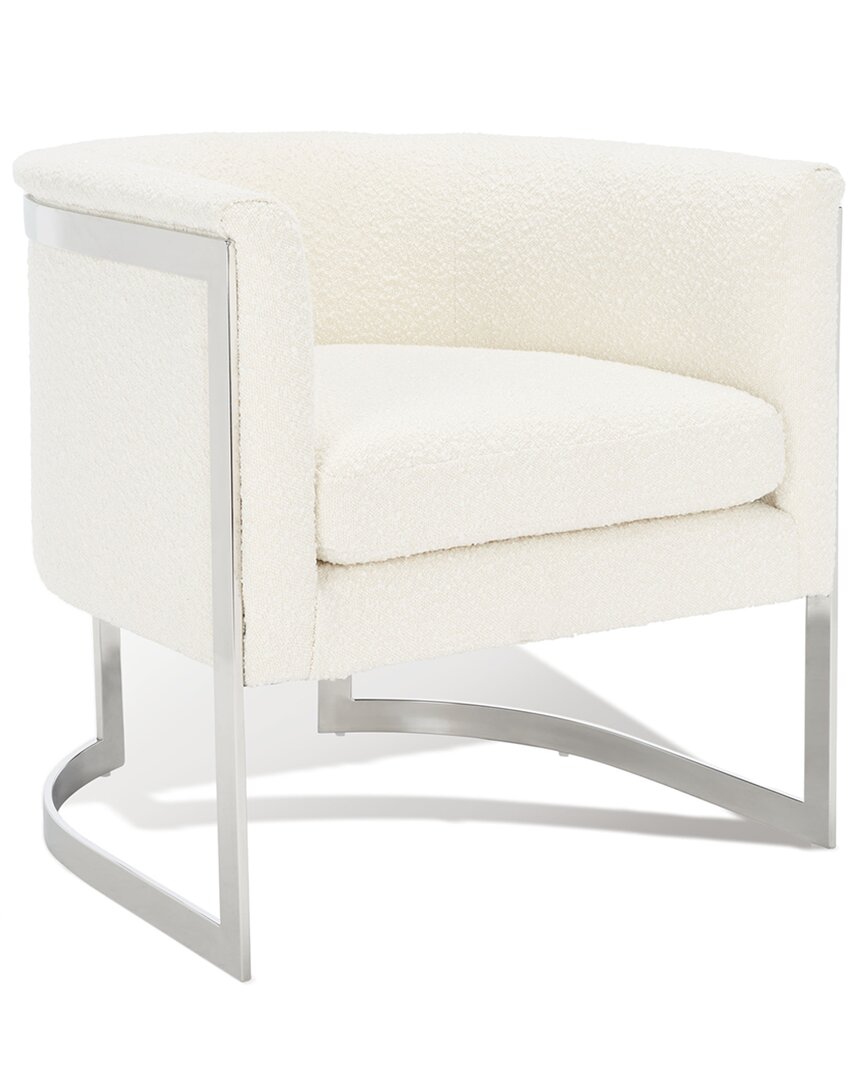 Safavieh Couture Gabby Boucle Barrel Back Accent Chair In Ivory