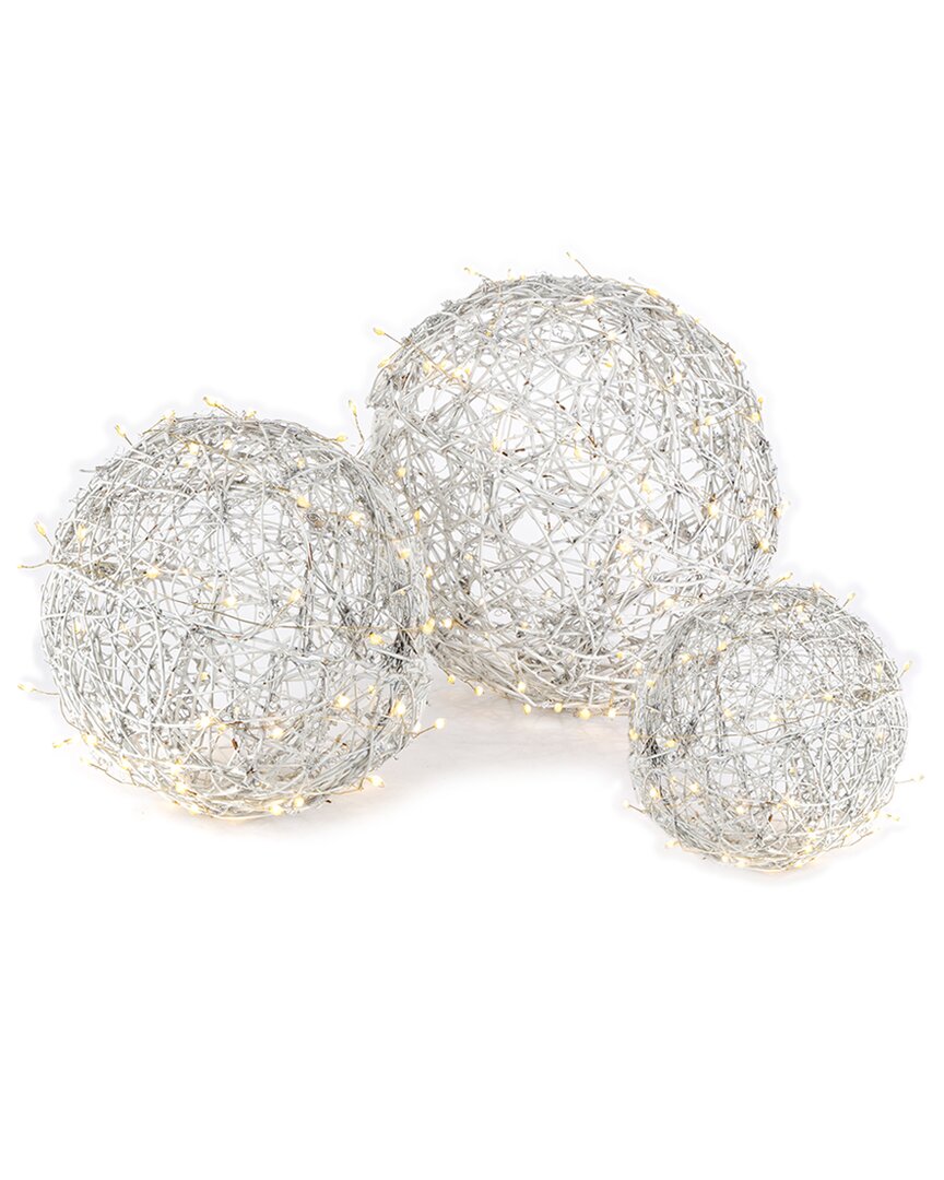 Gerson International Everlasting Glow Set Of 3 Assorted Vine Balls With Super Bright White Led Lights
