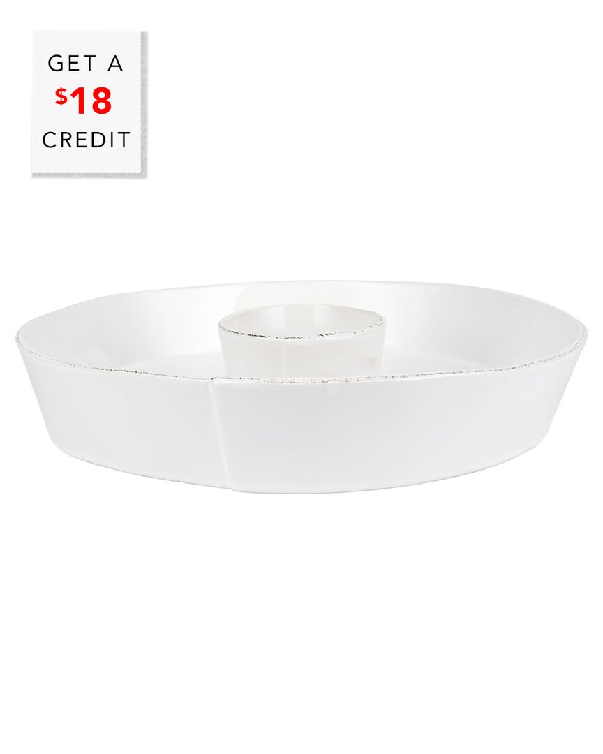 Vietri Lastra White Chip And Dip In White