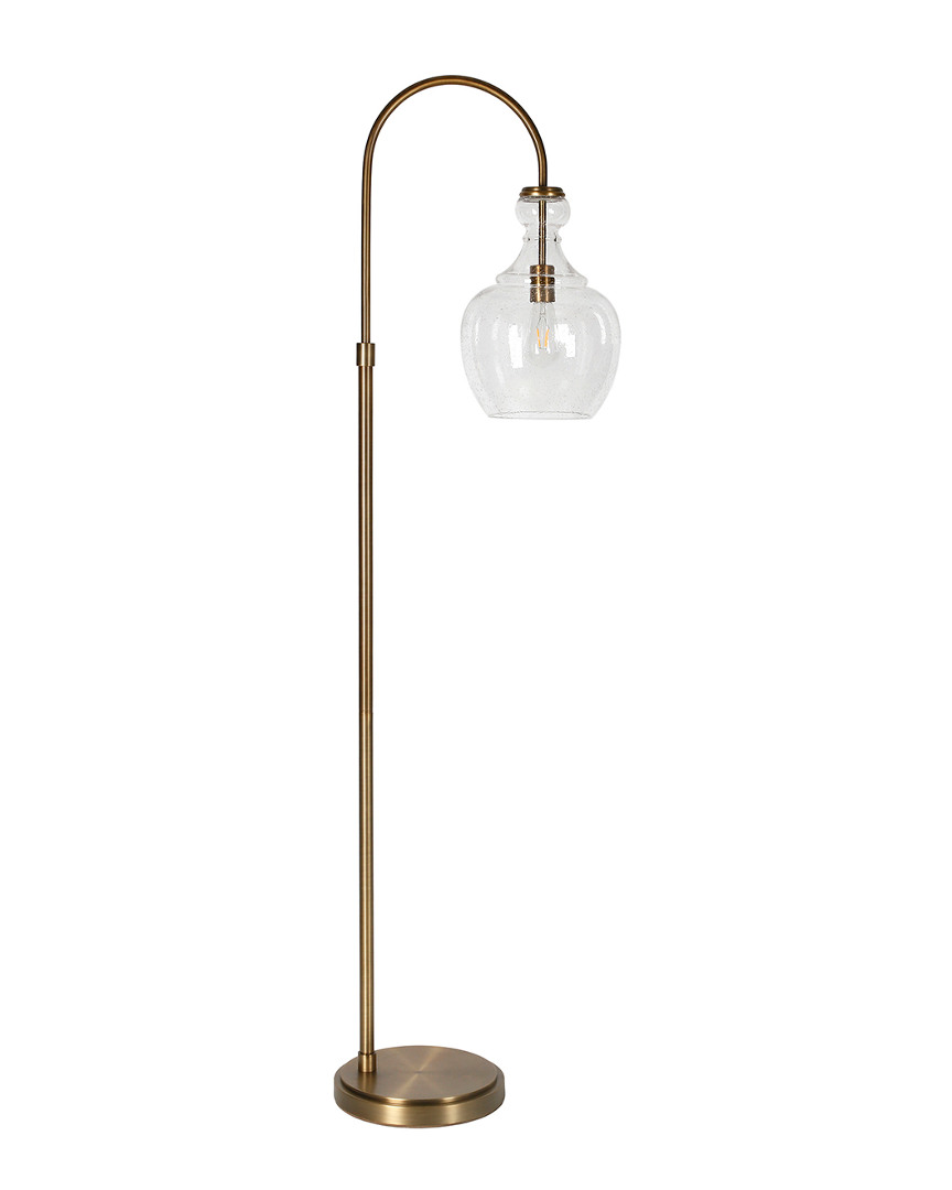 Abraham + Ivy Verona Arc Brass Floor Lamp With Seeded Glass Shade
