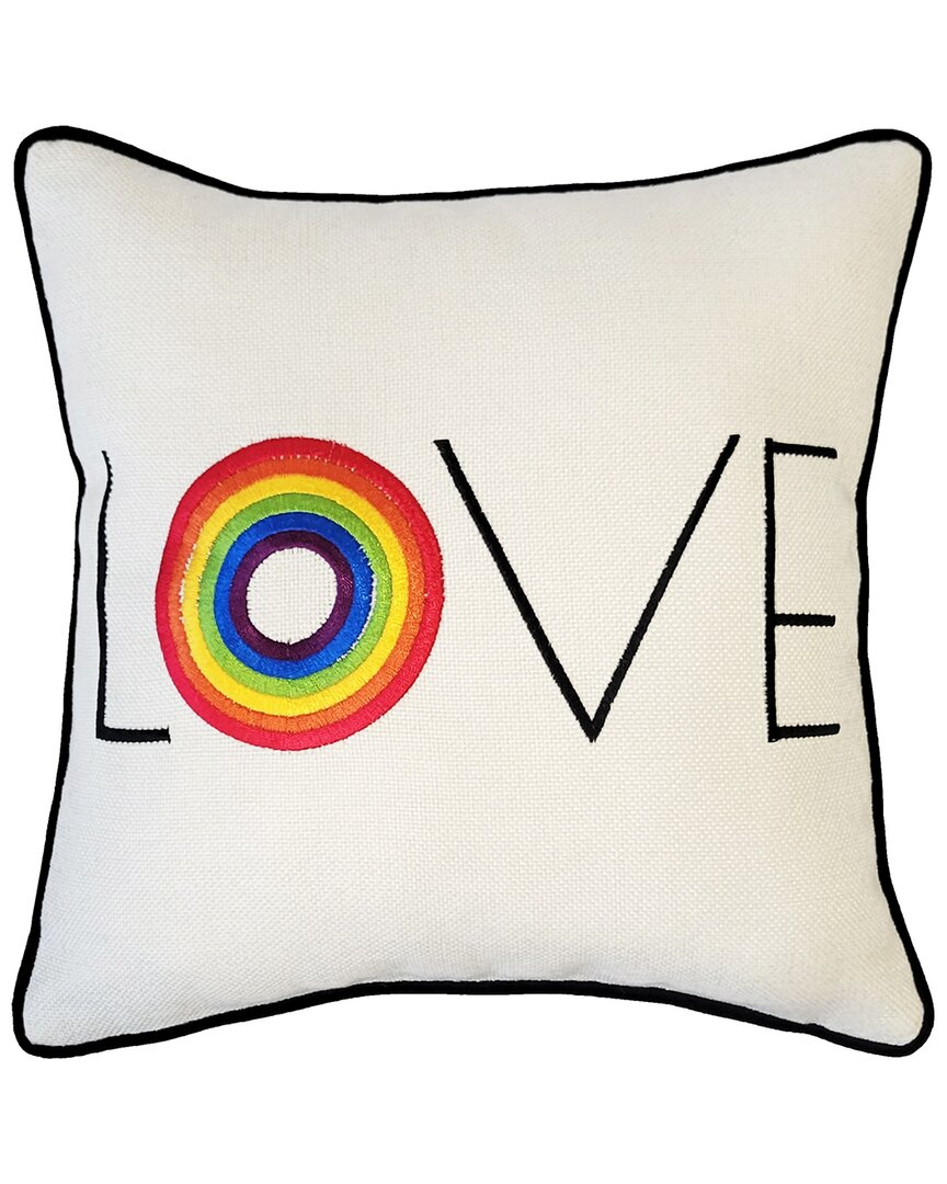Edie Home 'love' Rainbow Decorative Pillow In White