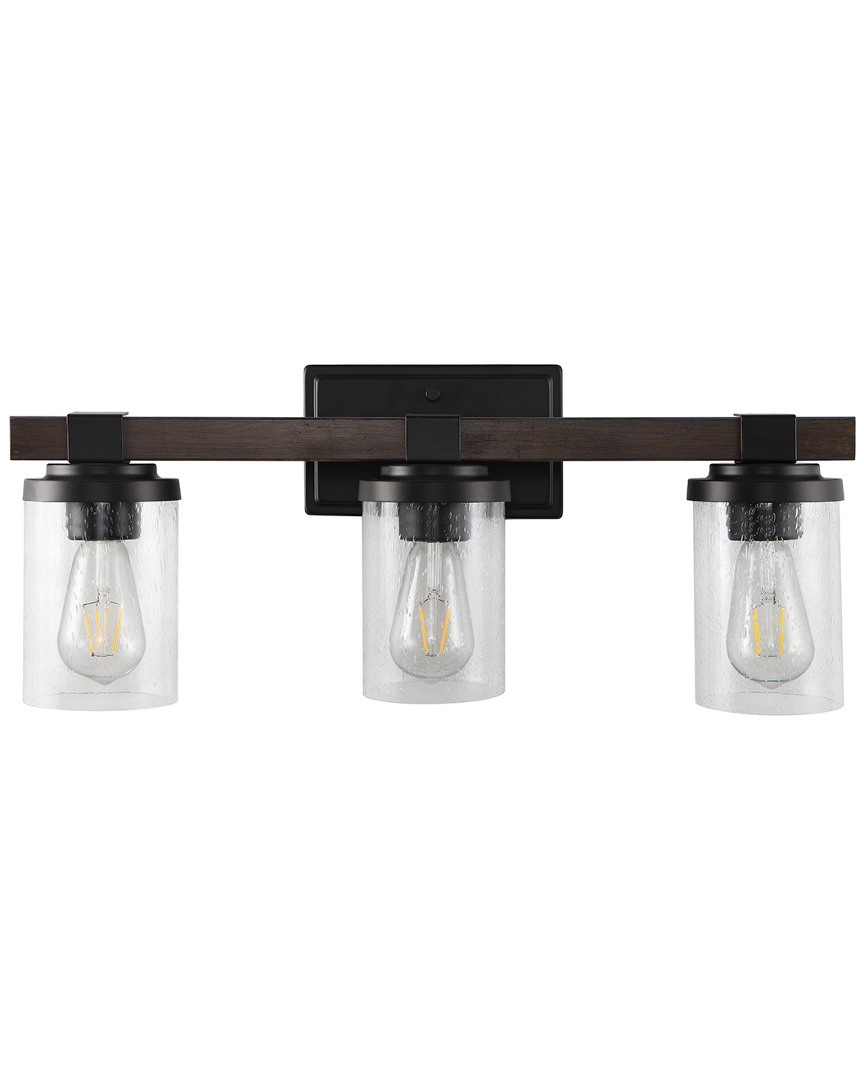 Jonathan Y Bungalow 22.75in 3-light Iron/seeded Glass Rustic Farmhouse Led Vanity Light In Metallic