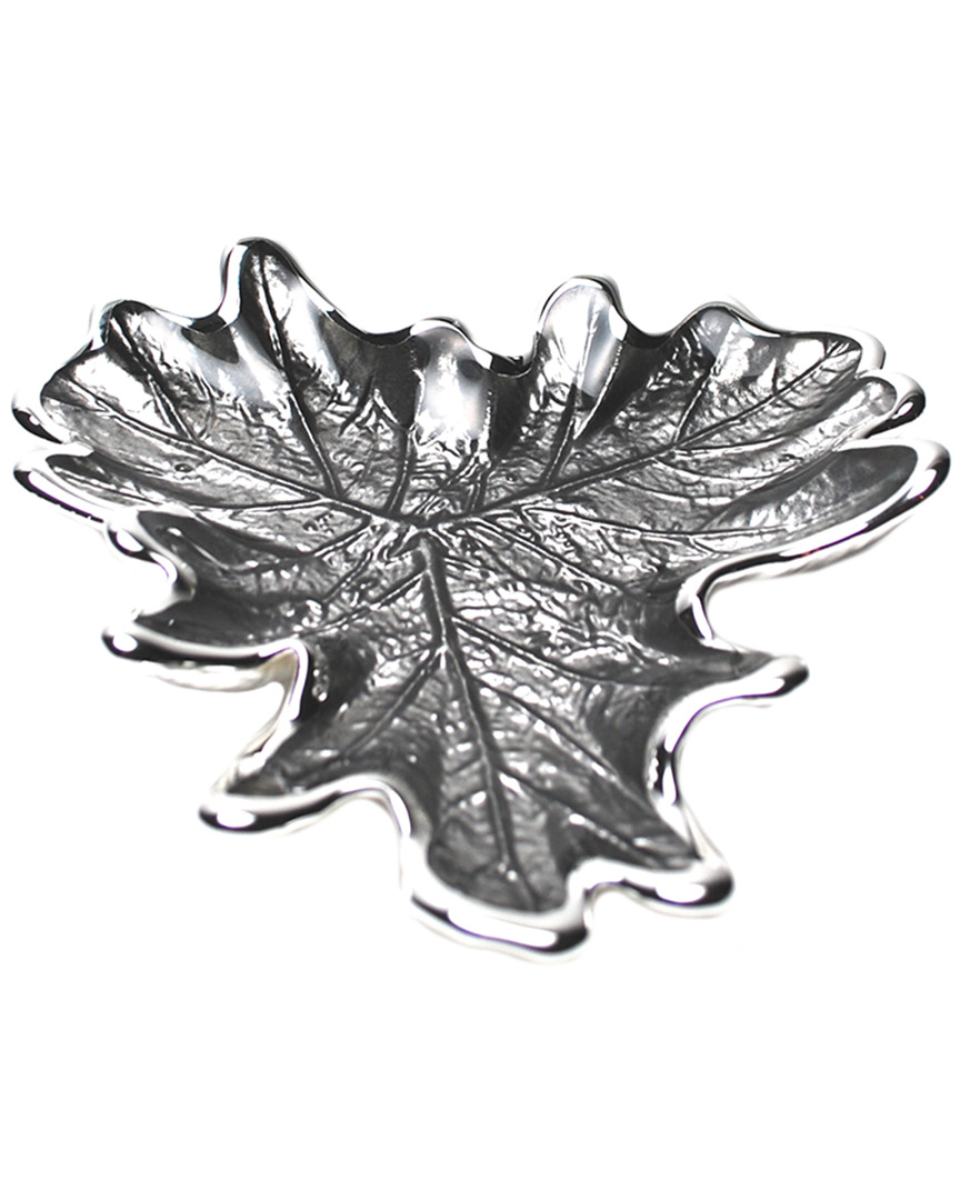 Murano Art Collection Foglia Grape Leaf In Gray