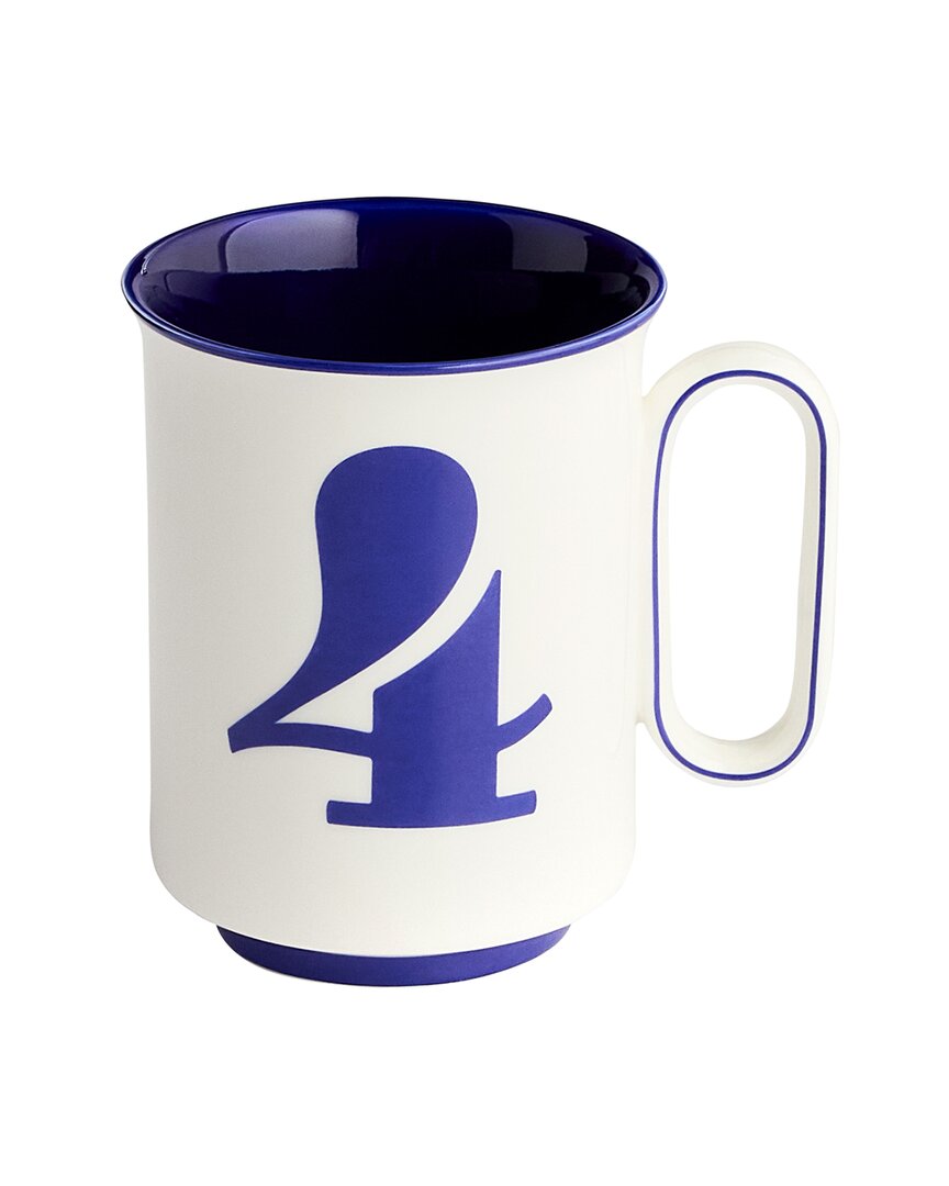 Jonathan Adler Lucky Number 4 Mug In Blue