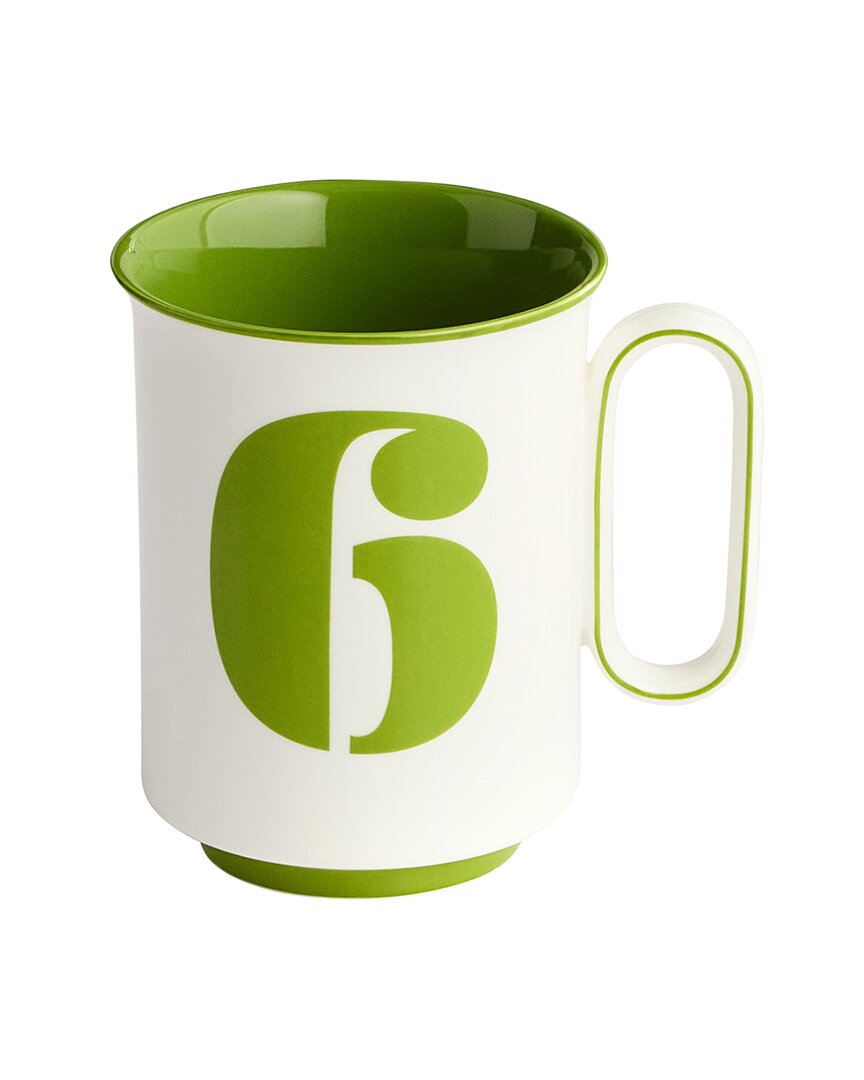 Jonathan Adler Lucky Number 6 Mug In Green