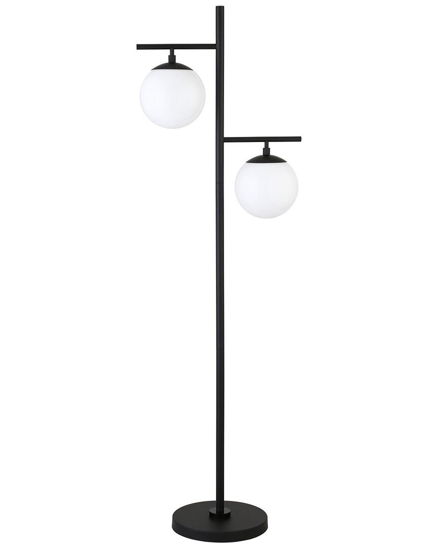 Abraham + Ivy Pyrus 2-light Floor Lamp With Glass Shades In Black
