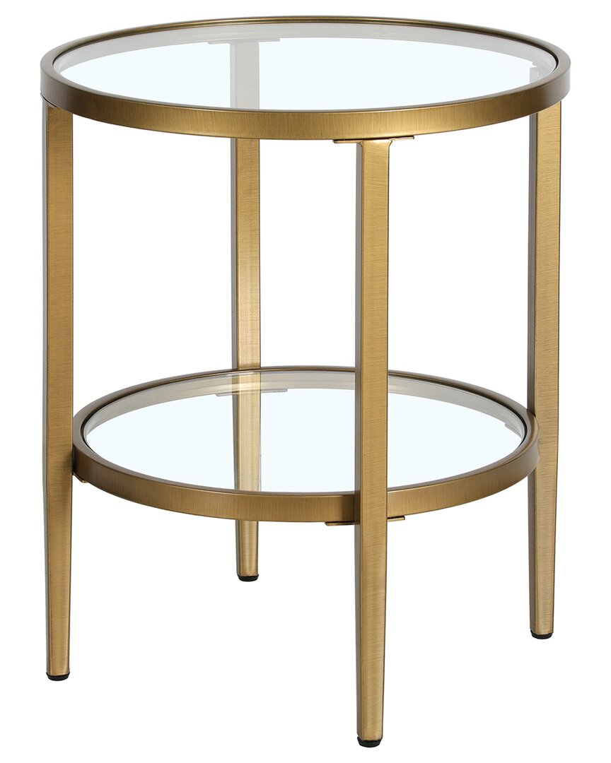 Abraham + Ivy Hera 19.63in Round Side Table With Clear Glass Shelf In Gold