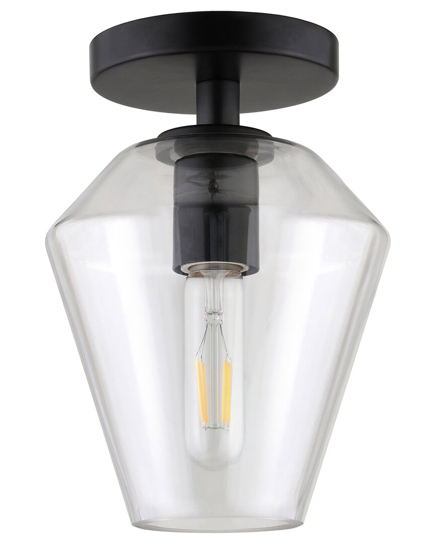 Abraham + Ivy Remy 7in Wide Semi Flush Mount With Glass Shade In Black