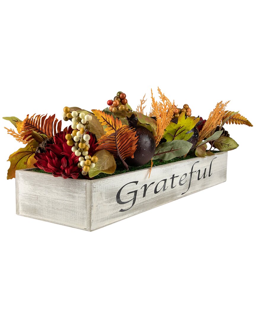 Northlight 24in Autumn Harvest 3-piece Candle Holder In A Rustic Wooden Box Centerpiece In Red