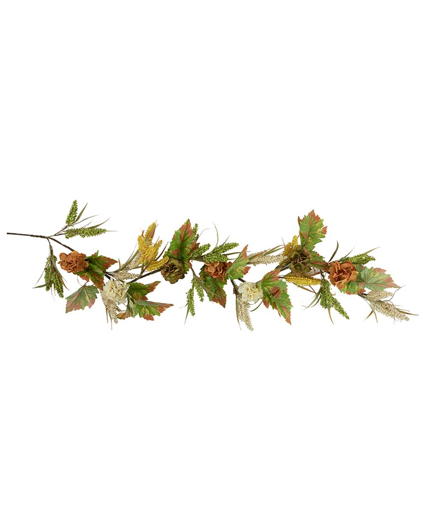 NORTHLIGHT NORTHLIGHT 5FT X 10IN FLOWERS WITH WHEAT ARTIFICIAL FALL HARVEST GARLAND UNLIT