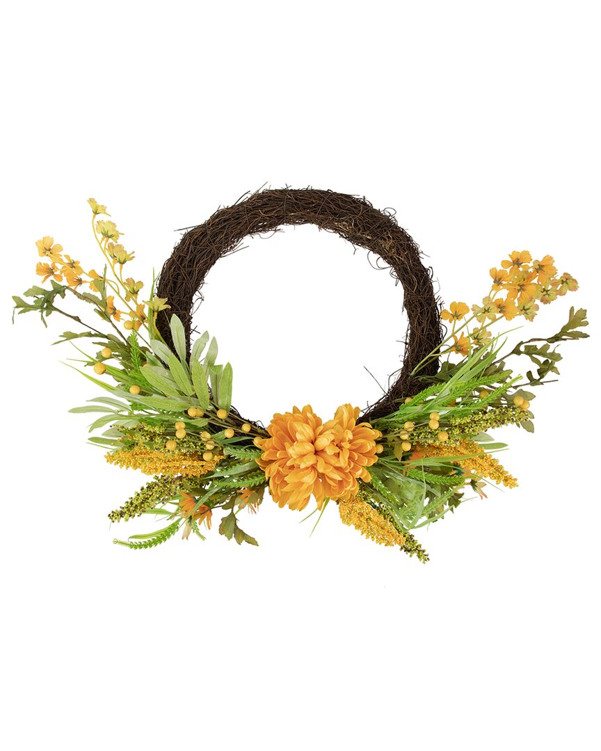 NORTHLIGHT NORTHLIGHT PEONIES ARTIFICIAL FALL HARVEST TWIG WREATH 22-IN UNLIT