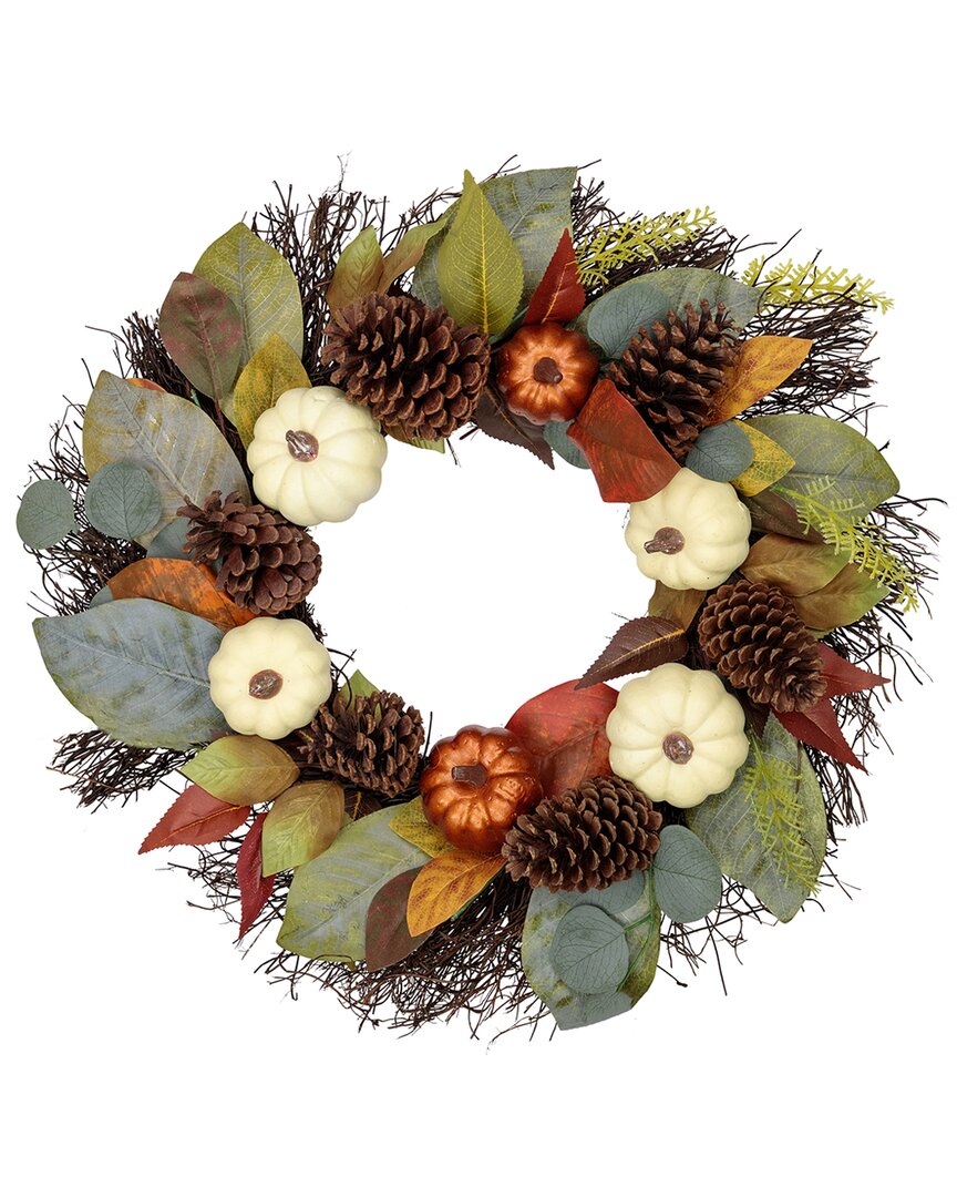 NORTHLIGHT NORTHLIGHT PUMPKIN PINECONE AND GOURD ARTIFICIAL FALL HARVEST WREATH 24-IN UNLIT