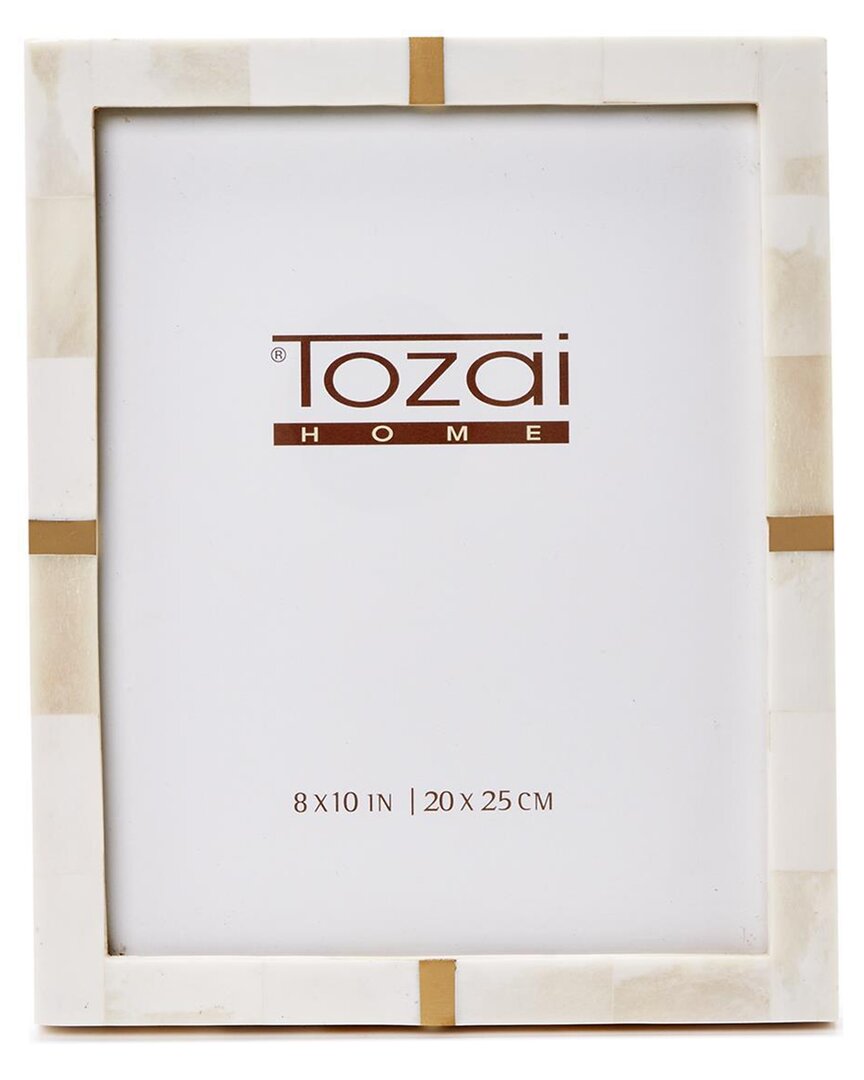 Two's Company Tozai Bone And Brass 8 X 10 Photo Frame In White