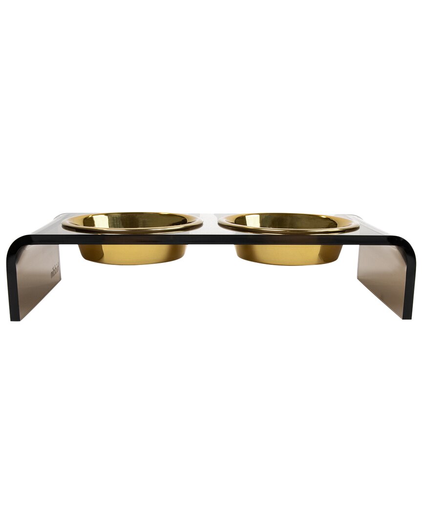 Shop Hiddin Small Smoke Bronze Double Bowl Pet Feeder With Gold Bowls