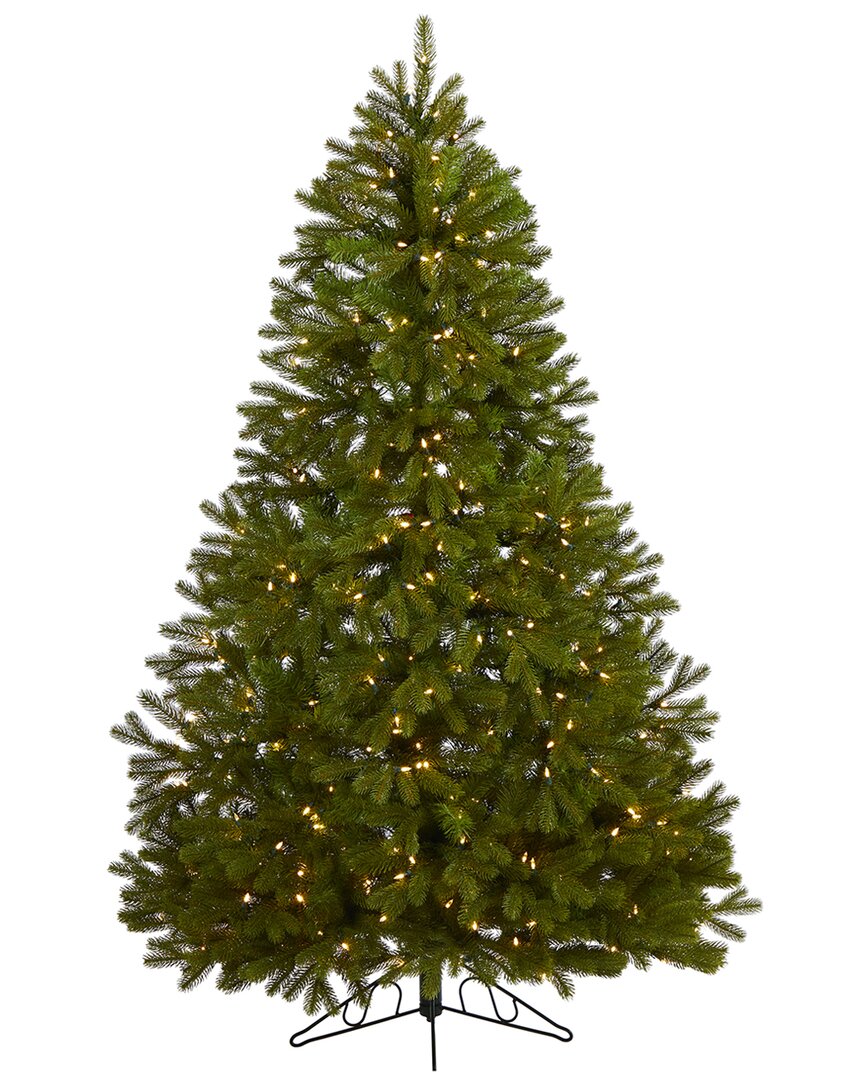 Nearly Natural 6Ft. Cambridge Spruce Flat Back Artificial Christmas Tree With 350 Warm White (Multifunction) Led Lights And 642