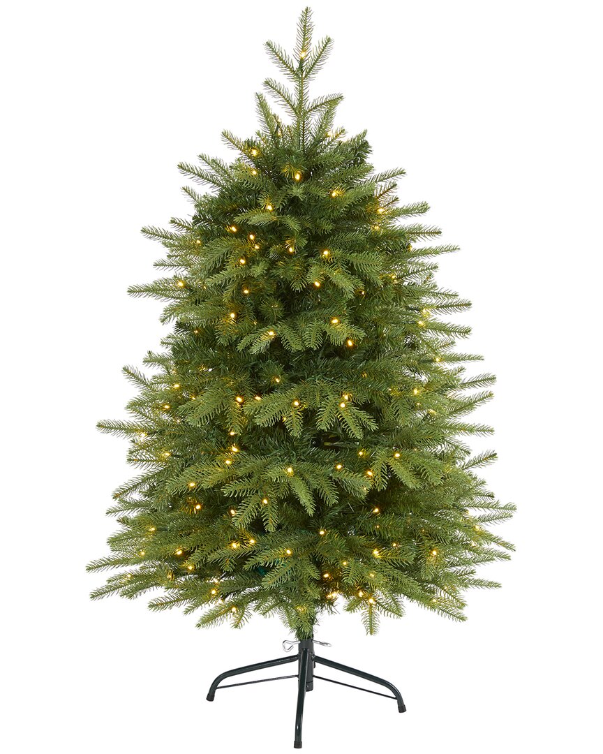 Nearly Natural 4ft. Vancouver Fir Natural Look Artificial Christmas Tree With 250 Clear Led Lights And 814 Bendable In Green