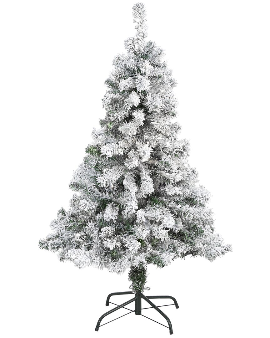 Nearly Natural 4ft. Flocked Rock Springs Spruce Artificial Christmas Tree In White
