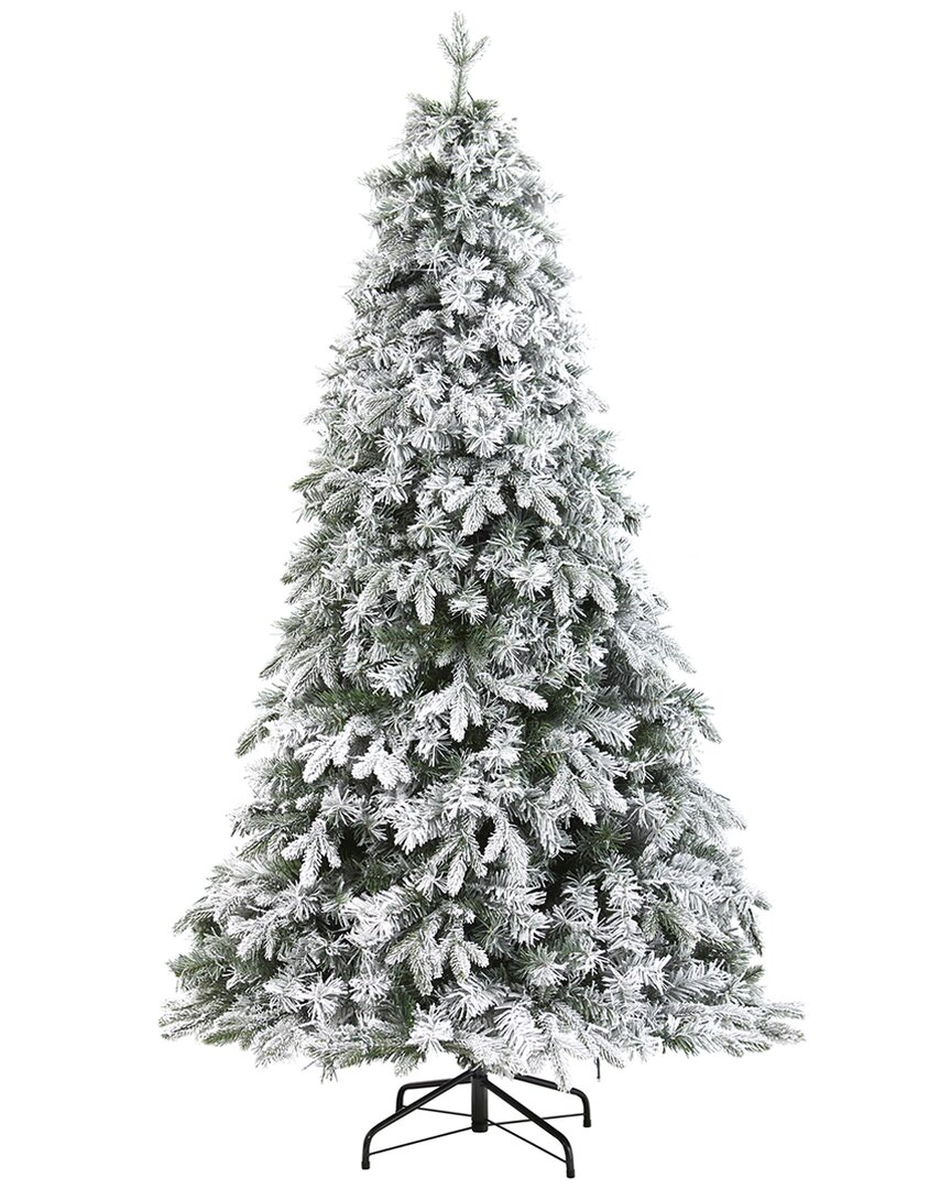 Nearly Natural 6ft. Flocked Vermont Mixed Pine Artificial Christmas Tree With 300 Clear Led Lights In Green