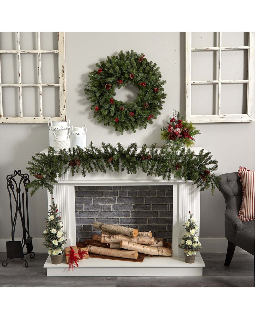 Nearly Natural 6ft. Mixed Alaskan Pines And Pinecones Artificial Christmas Garland 50 Warm White Led In Green