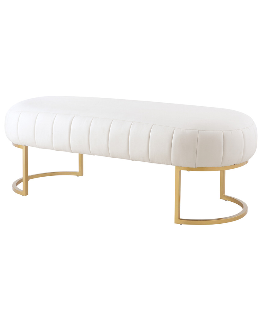 Nicole Miller Anakin Leather Pu Bench In White,gold