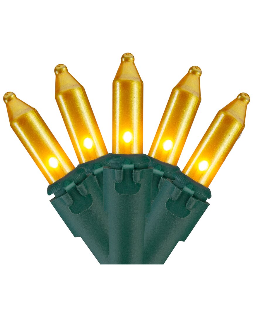 Northern Lights Northlight 100 Count Opaque Gold Mini Christmas Lights - 28.8ft Green Wire In Gold