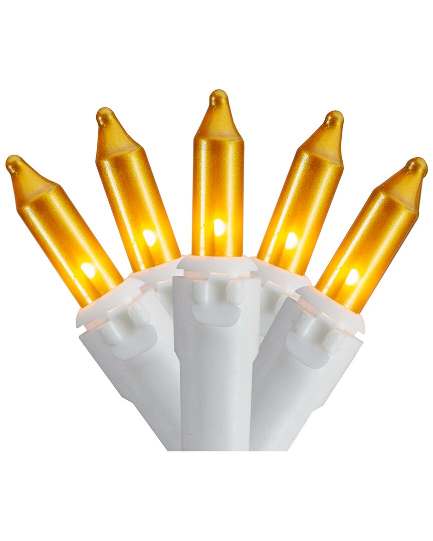 Northern Lights Northlight 50 Count Opaque Gold Mini Christmas Light Set 24.5ft White Wire In Gold