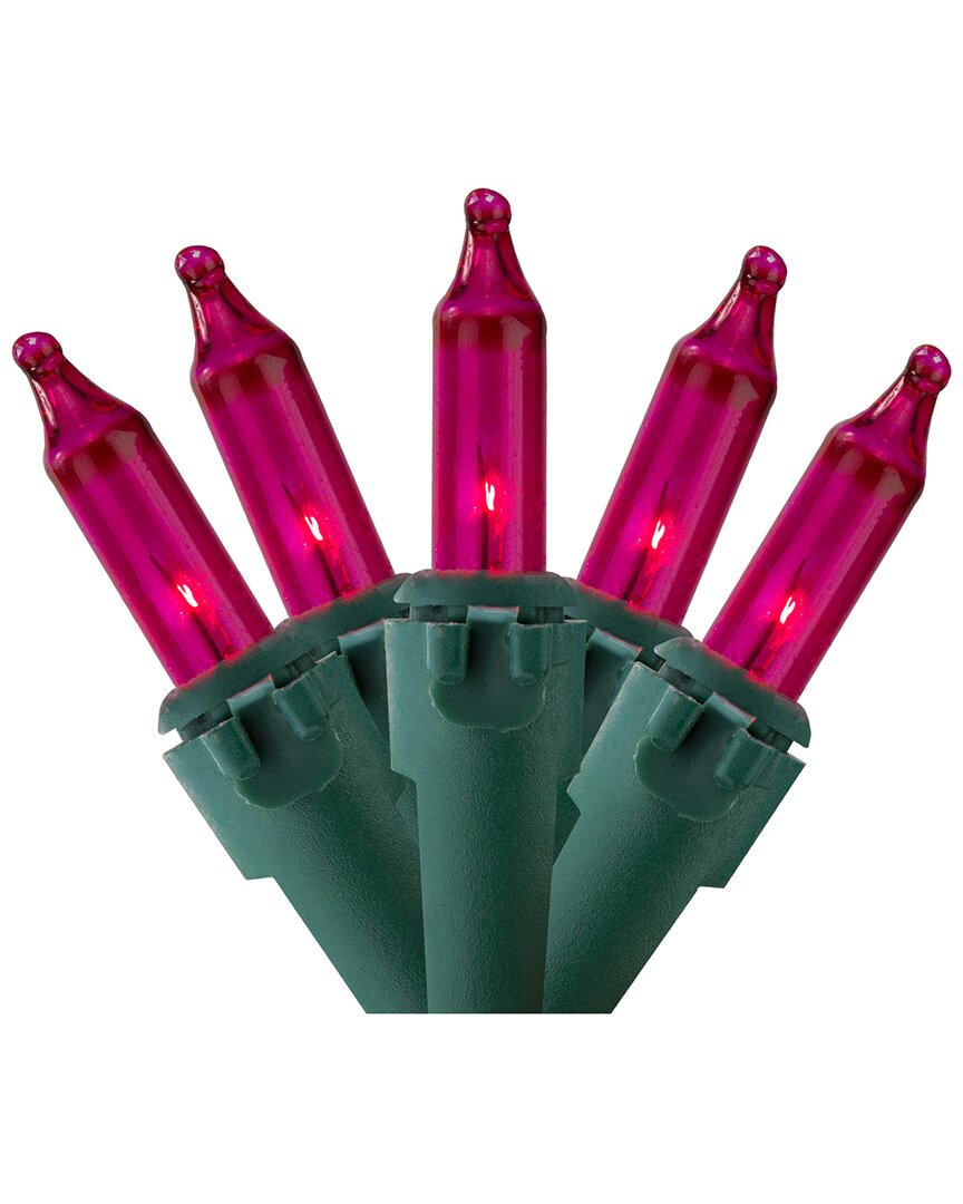Northern Lights Northlight 100-count Pink Mini Christmas Light Set 20.25ft Green Wire In Pink