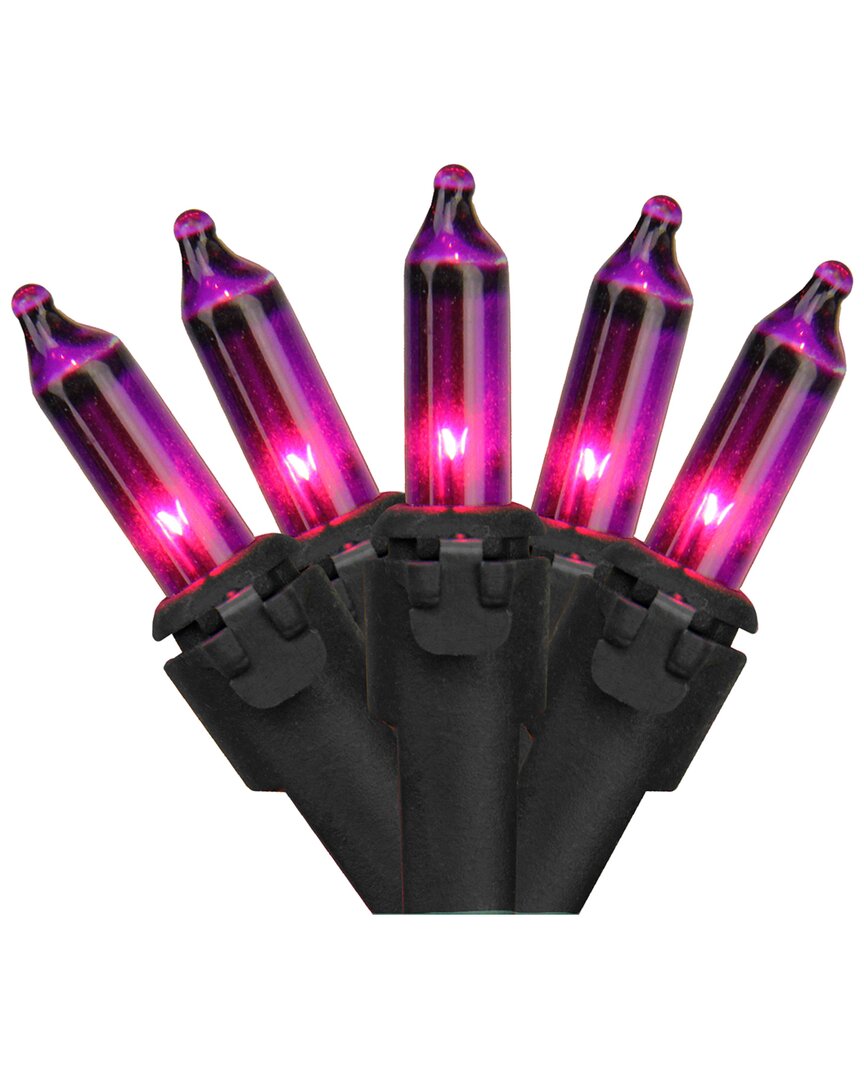 Northern Lights Northlight 100-count Purple Mini Incandescent Halloween Light Set 20.25ft Black Wire In Purple