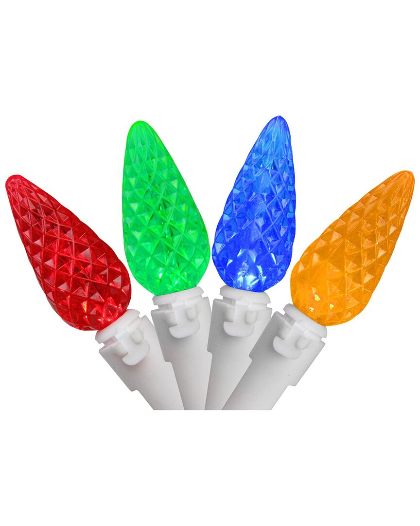 Northern Lights Northlight 70-count Multi Colored Led Faceted C6 Christmas Light Set - 23ft Green Wire In Multi